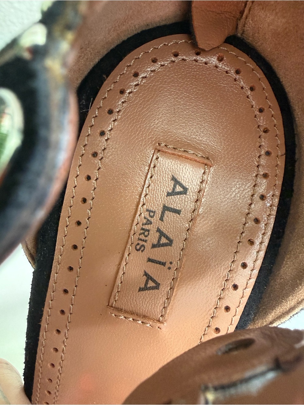 Alaia embellished laser size 9 Black and White Eyelet Platform T‑Strap Heels - Picture 4 of 10